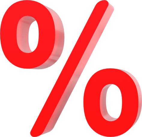 red % icon, 3d,interest charge